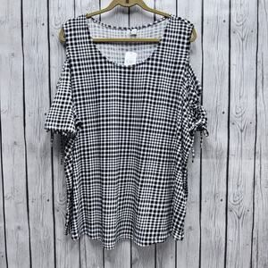 NWT Cato Fashion Gingham Cold Shoulder Blouse Size 26/28